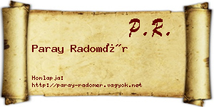 Paray Radomér névjegykártya